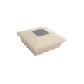 4" Sq. Neptune Downward Solar LED Lighted Vinyl Post Cap for Vinyl Fence and Railing (Almond)