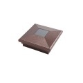 4" Sq. Neptune Downward Solar LED Lighted Vinyl Post Cap for Vinyl Fence and Railing (Antique Copper)
