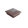 4" Sq. Neptune Downward Solar LED Lighted Vinyl Post Cap for Vinyl Fence and Railing (Antique Copper)