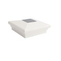 4" Sq. Neptune Downward Solar LED Lighted Vinyl Post Cap for Vinyl Fence and Railing (White)