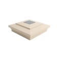 5" Sq. Cape May Downward Solar LED Lighted Vinyl Post Cap for Vinyl Fence and Railing (Almond)