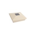 5" Sq. Neptune Downward Solar LED Lighted Vinyl Post Cap for Vinyl Fence and Railing (Almond)