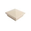 4" Sq. Neptune Downward Low Voltage LED Lighted Post Cap for Vinyl Fence and Railing (Warm White) Almond