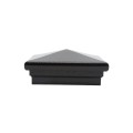4" Sq. Neptune Downward Low Voltage LED Lighted Post Cap for Vinyl Fence and Railing (Warm White) Hammertone Blac