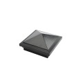 4" Sq. Haven Downward Low Voltage LED Lighted Post Cap for Vinyl Fence and Railing (Cool White) Hammertone Black