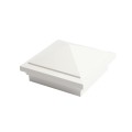 4" Sq. Haven Downward Low Voltage LED Lighted Post Cap for Vinyl Fence and Railing (Warm White) White