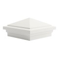 4" Sq. Haven Downward Low Voltage LED Lighted Post Cap for Vinyl Fence and Railing (Warm White) White