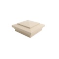 4" Sq. Cape May Downward Low Voltage LED Lighted Vinyl Post Cap for Vinyl Fence and Railing (Warm White) Almond