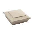 4" Sq. Cape May Downward Low Voltage LED Lighted Vinyl Post Cap for Vinyl Fence and Railing (Cool White) Almond (simple6)