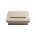 4" Sq. Cape May Downward Low Voltage LED Lighted Vinyl Post Cap for Vinyl Fence and Railing (Cool White) Almond (simple6)