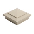 4" Sq. Cape May Downward Low Voltage LED Lighted Vinyl Post Cap for Vinyl Fence and Railing (Cool White) Almond (simple6)