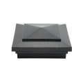 4" x 4" Cape May Downward Low Voltage (Cool White LED) Lighted Vinyl Post Cap - Hammertone Black