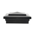 4" x 4" Cape May Downward Low Voltage (Cool White LED) Lighted Vinyl Post Cap - Hammertone Black