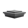 4" x 4" Cape May Downward Low Voltage (Cool White LED) Lighted Vinyl Post Cap - Hammertone Black