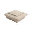4" Sq. Cape May Downward Low Voltage LED Lighted Vinyl Post Cap for Vinyl Fence and Railing (Warm White) Khaki