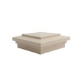 4" Sq. Cape May Downward Low Voltage LED Lighted Vinyl Post Cap for Vinyl Fence and Railing (Warm White) Khaki
