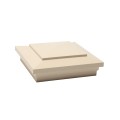5" Sq. Cape May Downward Low Voltage LED Lighted Vinyl Post Cap for Vinyl Fence and Railing (Warm White) Beige