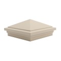 5" x 5" Haven Downward Low Voltage (Warm White LED) Lighted Vinyl Post Cap - Almond