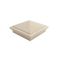 5" Sq. Haven Downward Low Voltage LED Lighted Vinyl Post Cap for Vinyl Fence and Railing (Cool White) Almond