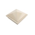5" Sq. Haven Downward Low Voltage LED Lighted Vinyl Post Cap for Vinyl Fence and Railing (Cool White) Almond