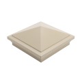 5" x 5" Haven Downward Low Voltage (Cool White LED) Lighted Vinyl Post Cap - Almond
