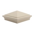5" x 5" Haven Downward Low Voltage (Cool White LED) Lighted Vinyl Post Cap - Almond
