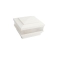 4" Sq. Cape May Scallop Lens Low Voltage LED Lighted Vinyl Post Cap for Vinyl Fence and Railing (Warm White) White