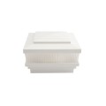 4" Sq. Cape May Scallop Lens Low Voltage LED Lighted Vinyl Post Cap for Vinyl Fence and Railing (Warm White) White