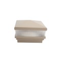 4" Sq. Neptune Scallop Lens Low Voltage LED Lighted Vinyl Post Cap for Vinyl Fence and Railing (Warm White) Khaki