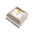 4" Sq. Neptune Scallop Lens Low Voltage LED Lighted Vinyl Post Cap for Vinyl Fence and Railing (Warm White) Khaki