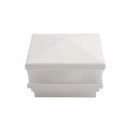 4" Sq. Neptune Scallop Lens Low Voltage LED Lighted Vinyl Post Cap for Vinyl Fence and Railing (Warm White)