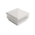 4" Sq. Neptune Scallop Lens Low Voltage LED Lighted Vinyl Post Cap for Vinyl Fence and Railing (Warm White)