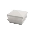 4" Sq. Neptune Scallop Lens Low Voltage LED Lighted Vinyl Post Cap for Vinyl Fence and Railing (Warm White)