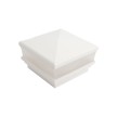 4" Sq. Neptune Scallop Lens Low Voltage LED Lighted Vinyl Post Cap for Vinyl Fence and Railing (Cool White) White