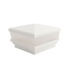 4" Sq. Neptune Scallop Lens Low Voltage LED Lighted Vinyl Post Cap for Vinyl Fence and Railing (Cool White) White