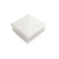 4" Sq. Neptune Scallop Lens Low Voltage LED Lighted Vinyl Post Cap for Vinyl Fence and Railing (Cool White) White