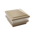 4" x 4" Haven Scallop Lens Low Voltage (Cool White LED) Lighted Vinyl Post Cap - Khaki