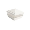 4" Sq. Haven Scallop Lens Low Voltage LED Lighted Vinyl Post Cap for Vinyl Fence and Railing (Warm White) White