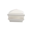 4" Sq. Haven Scallop Lens Low Voltage LED Lighted Vinyl Post Cap for Vinyl Fence and Railing (Warm White) White