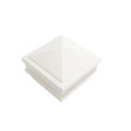 4" Sq. Haven Scallop Lens Low Voltage LED Lighted Vinyl Post Cap for Vinyl Fence and Railing (Cool White) White