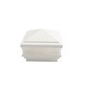 4" Sq. Haven Scallop Lens Low Voltage LED Lighted Vinyl Post Cap for Vinyl Fence and Railing (Cool White) White