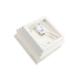 4" Sq. Haven Scallop Lens Low Voltage LED Lighted Vinyl Post Cap for Vinyl Fence and Railing (Cool White) White