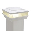 5" Sq. Cape May Scallop Lens Low Voltage LED Lighted Post Cap - White LMT-1662W-3K