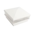 5" Sq. Neptune Scallop Lens Low Voltage LED Lighted Vinyl Post Cap for Vinyl Fence and Railing (Cool White) White