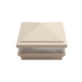 5" Sq. Haven Scallop Lens Low Voltage LED Lighted Vinyl Post Cap for Vinyl Fence and Railing (Warm White) Almond