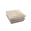 5" Sq. Haven Scallop Lens Low Voltage LED Lighted Vinyl Post Cap for Vinyl Fence and Railing (Warm White) Almond