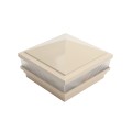 5" Sq. Haven Scallop Lens Low Voltage LED Lighted Vinyl Post Cap for Vinyl Fence and Railing (Warm White) Almond