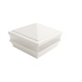 5" Sq. Haven Scallop Lens Low Voltage LED Lighted Vinyl Post Cap for Vinyl Fence and Railing (Warm White) White
