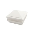 5" Sq. Haven Scallop Lens Low Voltage LED Lighted Vinyl Post Cap for Vinyl Fence and Railing (Warm White) White
