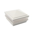 5" x 5" Haven Scallop Lens Low Voltage (Warm White LED) Lighted Vinyl Post Cap - White